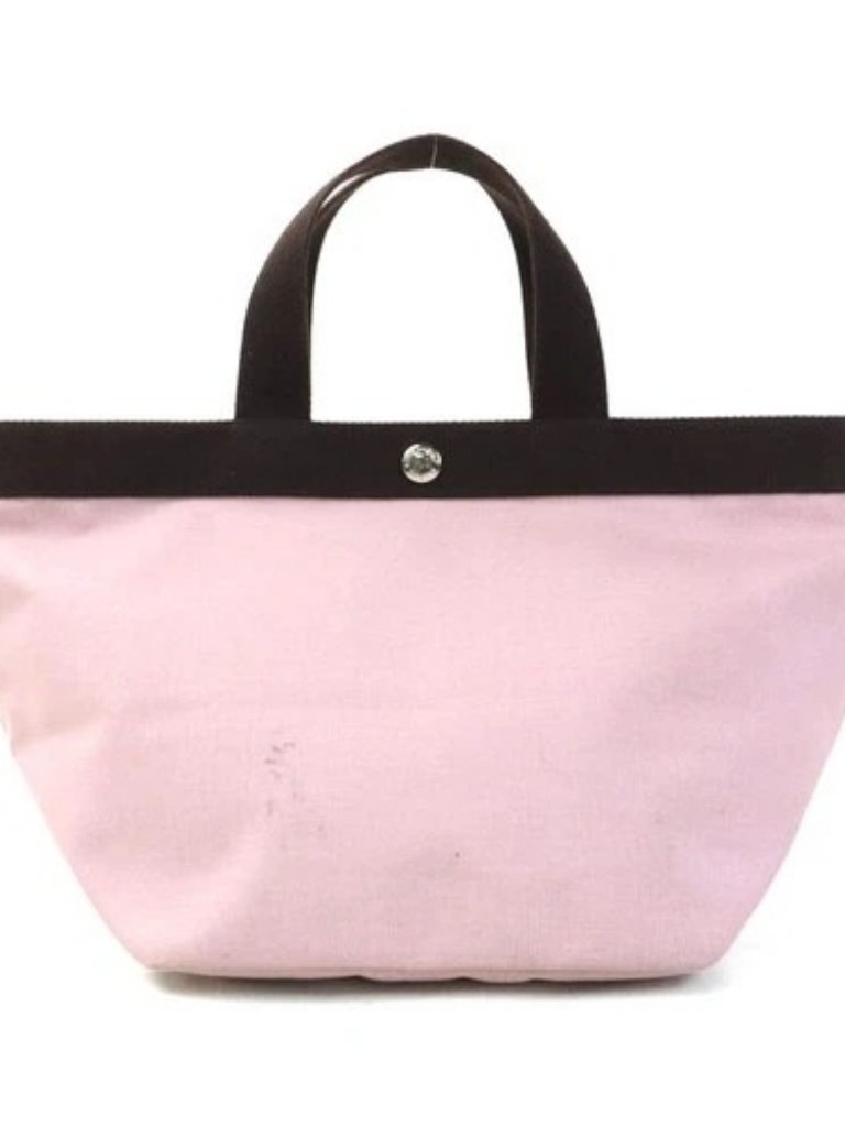 Auth Herve Chapelier Handbag Tote Bag Pink/Brown Nylon/Silvertone - H32124k
